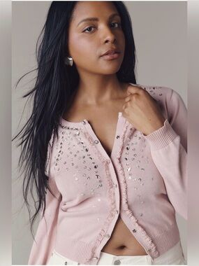 Anthropologie Crystal Cardigan Sweater